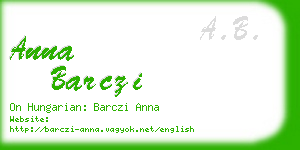 anna barczi business card